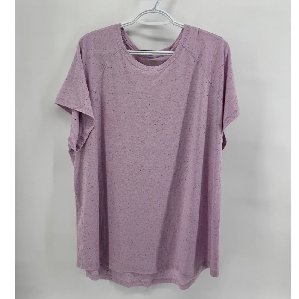 Tek Gear Essential Gear Womens 2X Purple Confetti Fleck Short Sleeve T-Shirt